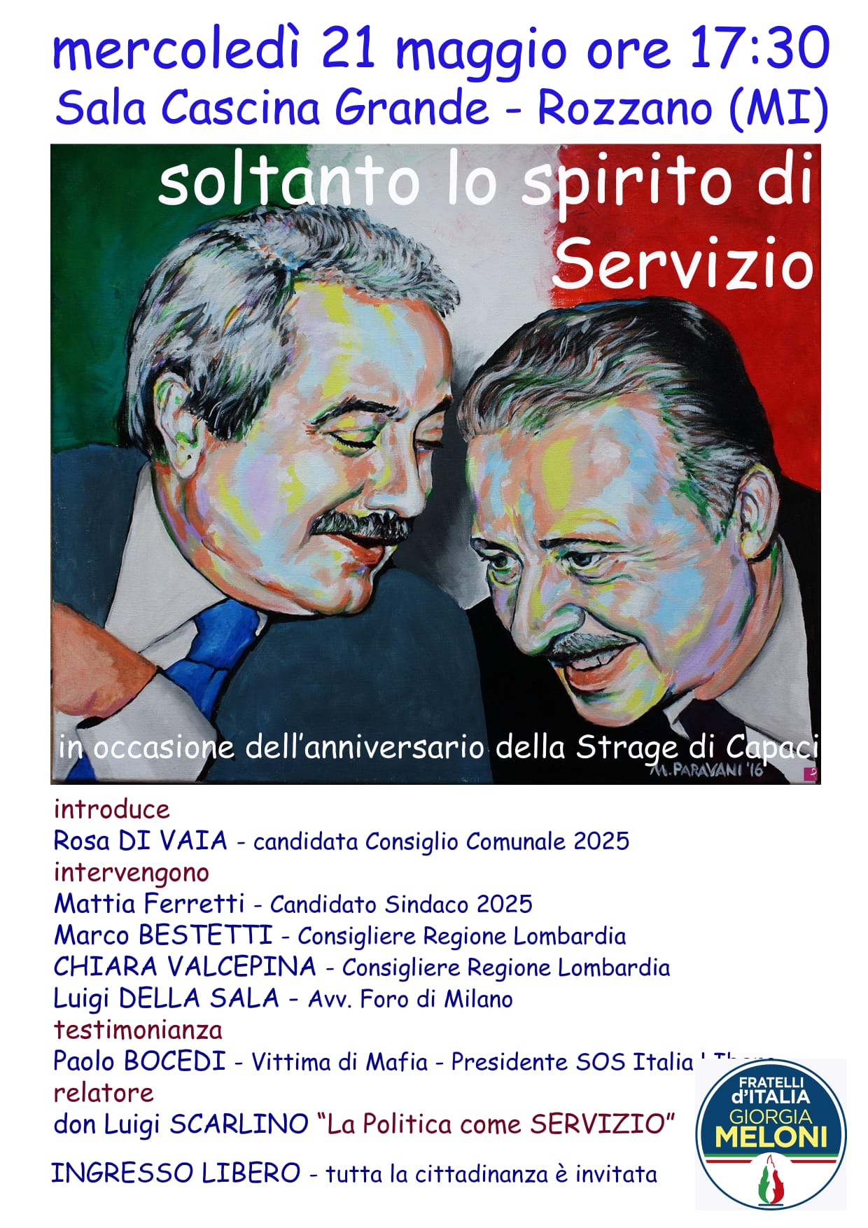 In occasione della strage di Capaci: Soltanto lo Spirito di Servizio.