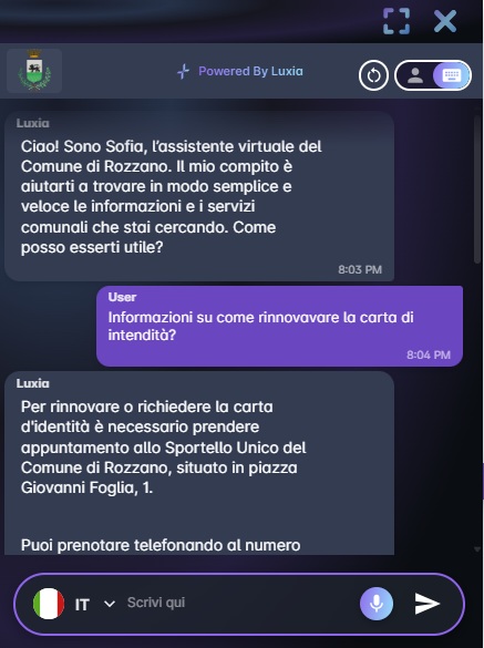 Sofia, il chatbot del Comune di Rozzano
